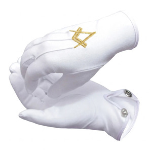 Gants de poignet en coton blanc avec broderie étoile dorée, style uni, pour usage quotidien, services professionnels, quatre saisons - Product Image 1