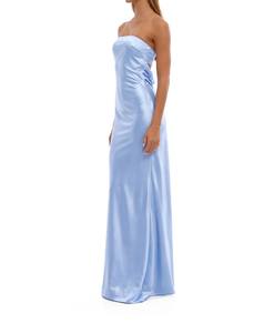 Nouvelle Robe en Satin pour Femme, Haute Qualité, Tissée, Naturelle, Sexy, Sans Manches, Longueur Ras du Sol, Bustier, Fermeture Éclair Latérale, Motif Uni, Fabriquée au Vietnam - Product Image 5