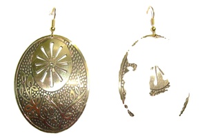Pendientes Largos de Latón con Diseño Náutico, Bañados en Oro de 18K, Color Marrón, para Niñas - Product Image 2