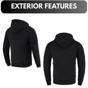 Sudadera con Capucha y Cierre para Hombre, Color Sólido, Informal, Transpirable, Tejida, Corte Regular, Invierno, Negra, 100% Algodón, 340g, Nivel 2 CE - Product Image 3