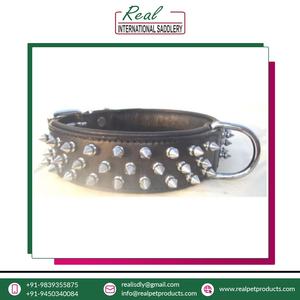 Collier de chien réglable en cuir pur Design élégant de rivet Top Accessoires pour animaux de compagnie - Product Image 2