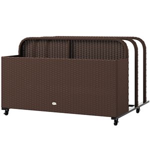 Organizzatore Galleggiante per Piscina in Rattan PE Marrone con Ruote - Product Image 1