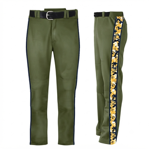 OLIVE GREEN Baseball Pants Player Name Pattern Anti-Bacterial Mesh Durable <b>Athletic</b> Team Uniform Trousers Breathable 100% - Product Image 1