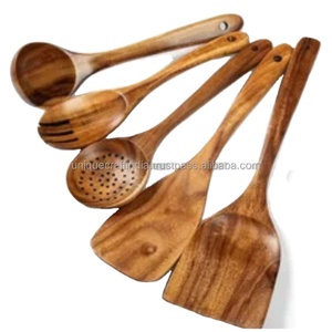 Ensemble de couverts en bois BohoNest, bol en bois de manguier, cuillère, fourchette, couteau avec manche en osier, ustensiles de table rustiques, écologiques, faits à la main - Product Image 3