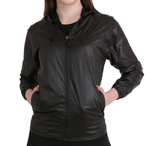 OEM Custom Womens Hooded Waterproof Windbreaker <b>Jacket</b> Sweat-Enhancing Lightweight Eco-Friendly Memory Fabric Gym Workout - Product Image 1