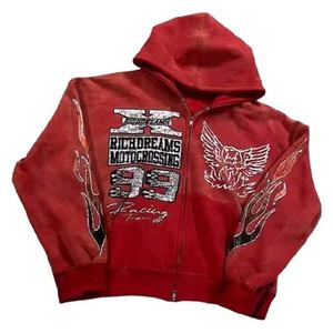 Sudadera con Capucha Richdreams Moto Cross 99 para Hombre, Diseño Deportivo Rojo con Forro Polar, Impresión por Transferencia de Calor, Corte Regular, Ropa de Otoño - Product Image 5
