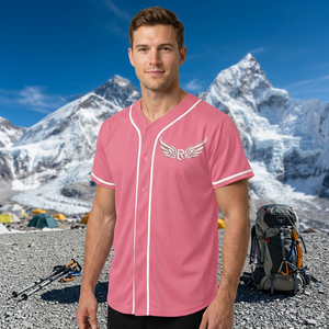 เสื้อเบสบอลสีชมพูล้วน แห้งเร็ว เป็นมิตรกับสิ่งแวดล้อม คอวี แขนสั้น ติดกระดุมด้านหน้า สำหรับผู้ใหญ่ทุกเพศ ระบายอากาศได้ดี สามารถสั่งทำได้ - Product Image 6