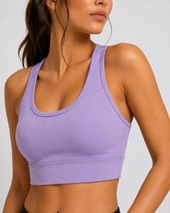 Soutien-gorge de sport rose uni tendance pour femme, à bretelles croisées, sans coutures, écologique, séchage rapide, maintien élevé, pour le yoga, en Spandex - Product Image 3