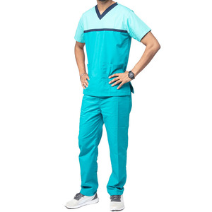 Wholesale Custom Logo OEM ODM Hospital <b>Scrub</b> <b>Sets</b> For Men Worsted Fabric Spandex/Polyester Breathable <b>Scrub</b> <b>Set</b> Uniform For Men - Product Image 2
