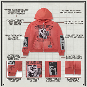 Boxy Fit Hoodie Mens 450gsm <b>Hoodies</b> Sun-bleached Mud Wash Distressed Streetwear Custom Made Pullover <b>Red</b> Heavyweight Vibe - Product Image 4