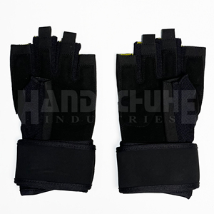 Gants de sport respirants pour hommes et femmes, pour entraînement, tractions, musculation, en PU, demi-doigts, avec support de poignet réglable - Product Image 2