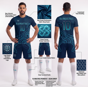Maillot de football personnalisé imprimé par sublimation, uniforme de football à séchage rapide, kit d'entraînement et de match, logo brodé, micro-mesh respirant - Product Image 1
