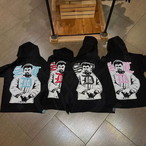 Sudadera con capucha para hombre SDL de estilo urbano con lavado ácido, estampado en relieve, oversize, de diseñador, tipo jersey, de peso pesado, con pedrería - Product Image 3