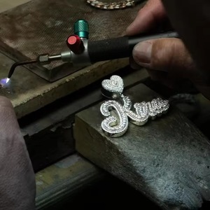 Iced Out Moissanite Letter Name Pendant 18K Gold Plated Rose Gold Chain <b>Necklace</b> Luxury Hip Hop Style <b>Initial</b> Jewelry For Gifts - Product Image 2