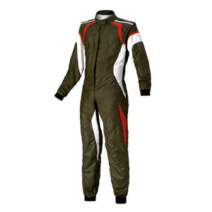 Trendy Premium Men's Olive <b>Red</b> White Motorcycle Racing <b>Suit</b> Full Sleeve Windproof Color Blocked Polyester Jumpsuit All Season - Product Image 1
