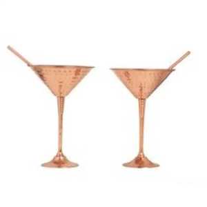 Juego de Copas de Martini de Acero Inoxidable Color Oro Rosa de Lujo con Pajita, Vasos Reutilizables para Cócteles, para Bodas, Bares y Fiestas - Product Image 1