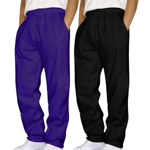 Pantalon de jogging décontracté pour homme en toile de coton, taille mi-haute, coupe droite, couleur unie, avec bouton élastique, noir et bleu, pour l'été - Product Image 4