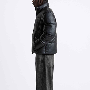 2026 New Winter <b>Men</b> Genuine <b>Leather</b> High Street Waterproof Breathable Windproof Eco-Friendly Puffer Customized Style <b>Jacket</b> - Product Image 1