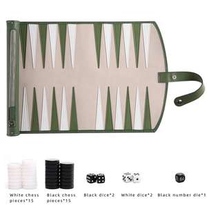 Vente en gros : Jeu de société portable en cuir PU personnalisé, échecs et backgammon, idéal pour les voyages en famille - Product Image 3