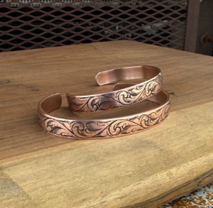 Brazalete de Cobre Puro de Lujo con Grabado Antiguo, Joyería Metálica de Moda con Diseño Exquisito - Product Image 4