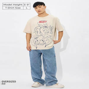 T-shirt Homme Coton Épais 425 g/m² Coupe Oversize Couleur Unie Épaules Dénudées Manches Courtes Ample T-shirt de Marque Tendance à Manches Courtes - Product Image 2