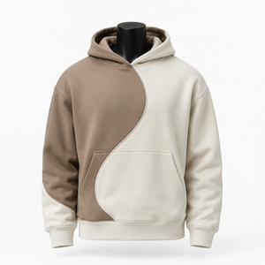 Custom <b>Men</b>’s Oversized Color Block Pullover Hoodie Heavyweight Cotton Fleece Streetwear Casual Hooded Sweatshirt - Product Image 1