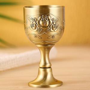Gobelet en laiton antique fait main, coupe à boire décorative, vaisselle de style médiéval vintage, élégant et classique, objet d'appoint décoratif - Product Image 2