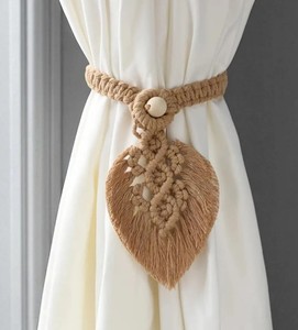 Macrame <b>Curtain</b> Tiebacks: Boho Cotton Window Decor - Product Image 3