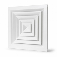 Diffuseur d'air carré en aluminium à 4 voies pour plafond, grille d'aération HVAC avec registre pour conduit de climatisation