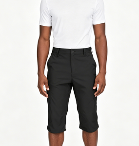 Pantalon cargo capri pour homme, séchage rapide, noir, extensible, longueur 34, short de randonnée avec poches zippées pour activités de plein air - Product Image 2