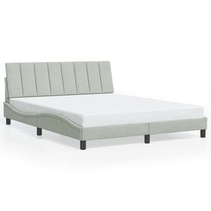 Cadre de lit rembourré en velours gris clair Hanko sans matelas, taille 59,8''x79,9'' - Product Image 1