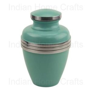 Turquoise Keepsake <b>Memorial</b> Cremation Urn Metal Container Ashes Home Remembrance <b>Gift</b> Indian Home Crafts Eco-Friendly Pet - Product Image 3
