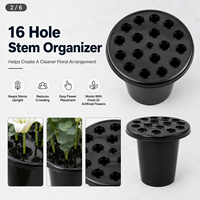 Support de fleurs pour tombe en plastique noir à 16 trous, pour décoration de pierre tombale, vente en gros