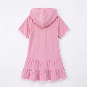Nuevo Vestido de Baño con Capucha para Niñas, 100% Poliéster, Bonito, Sin Mangas, con Cierre Frontal, Dobladillo con Volantes, Secado Rápido, Mini Vestido de Playa o Piscina, Etiqueta Personalizada - Product Image 4