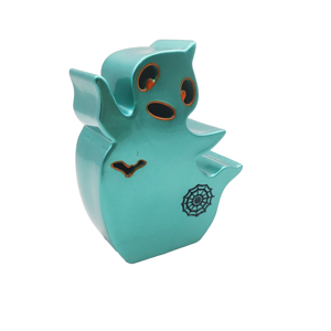 Turquoise Glazed Ceramic <b>Battery</b> <b>Operated</b> Ghost Candle Holder Halloween Decorative Figurine Spooky Home Accent for Seasonal - Product Image 3