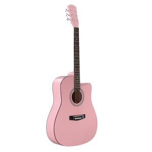 Chitarra Acustica Dreadnought Rosa da 41 Pollici con Cutaway a Forma di Barile, Corde, Capotasto, Borsa per il Trasporto, Accordatore, Chiave per Accordare - per Ragazzi Principianti - Product Image 3