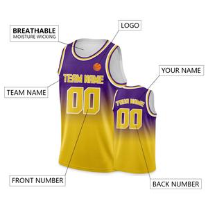 Camiseta de Baloncesto Personalizada en Oro Púrpura, Uniforme con Nombre, Número y Logotipo Impresos para Hombres, Mujeres, Jóvenes y Niños - Product Image 3