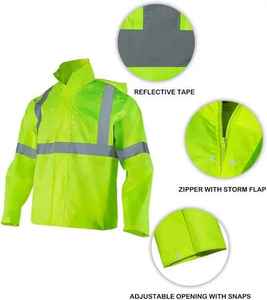 Combinaison de pluie imperméable haute visibilité, vêtements de travail réfléchissants pour la construction, vêtements de sécurité à manches longues, vêtements de sécurité intégrale, vente en gros - Product Image 2