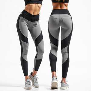 Leggings taille haute pleine longueur couleur unie extensibles respirants compression effet push-up contrôle du ventre pantalon de yoga sportif pour femme - Product Image 5