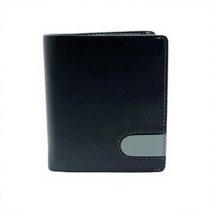 Portefeuille en cuir véritable de luxe, durable, avec blocage RFID, porte-cartes, fermeture sans fermeture éclair, doublure en polyester pour hommes - Product Image 1