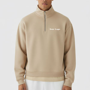Sweat-shirt à demi-zip pour homme en coton 100% de haute qualité OEM, sur mesure, vêtements d'hiver, col montant, poches avant, sweats à capuche pour homme - Product Image 2