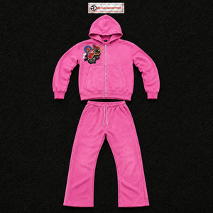 Pink Graphic Tracksuit Mens Premium Streetwear Full Zip Hoodie And Relaxed <b>Jogger</b> Pants <b>Matching</b> <b>Set</b> Urban Fashion Two Piece - Product Image 5