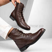 Chaussures pour hommes du Bangladesh en cuir véritable, bottines à lacets, bout rond, semelle en caoutchouc antidérapante, chaussures tendance automne, chaussures épaisses, OEM