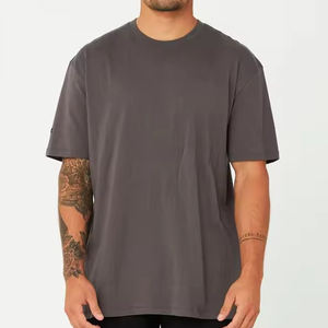 T-shirts pour hommes grande taille à col rond, 100% coton, respirants, avec logo personnalisé imprimé, t-shirt uni surdimensionné - Product Image 1