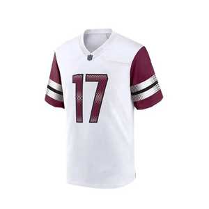Camiseta de Fútbol Americano para Hombre, Blanca y Marrón, Número 17, Cuello en V, Manga Corta, Transpirable, Poliéster, Diseño Personalizado con Número de Equipo, Directo de Pakistán - Product Image 1