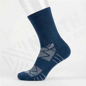 Crew <b>Socks</b> Blue Geometric Pattern Breathable <b>Running</b> Athletic <b>Socks</b> for Adults Summer Standard Thickness Knitted Design - Product Image 3