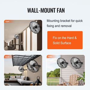 2 Ventilatori Industriali da Parete in Metallo da 18 Pollici, Regolazione Manuale Inclinabile a 360 Gradi, 3 Velocità, Alta Velocità, 4000 CFM, 20W - Product Image 6