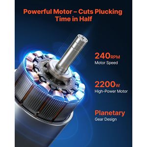 Máquina Desplumadora de Pollos Eléctrica de 240 RPM y 2200W con Tambor de 23.6 Pulgadas y 119 Dedos Suaves, Serie 2400, Equipo de Sacrificio - Product Image 3