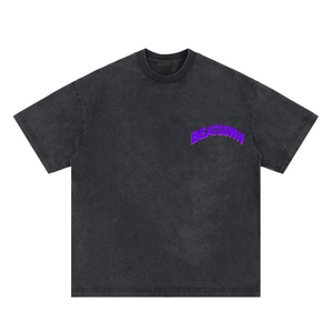 เสื้อยืดแขนสั้นผู้ชายไซส์ใหญ่ สีดำ คอกลม สไตล์สตรีท พิมพ์ลายตัวอักษร ผ้าฝ้ายเจอร์ซีย์ถัก 100% โลโก้ด้านหน้า - Product Image 1
