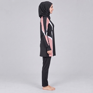Ensemble Burkini Modeste 3 Pièces avec Bas Échancré, Matière Écologique, Fermetures Éclair Avant, Logo – Ensemble Burkini Modeste Complet 3 Pièces pour Femme - Product Image 6